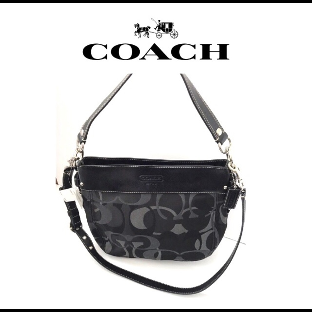 🔥HP🔥NWT Vintage COACH Black/Gray Signature Purse - Picture 2 of 9